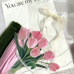 조화 DIY 튤립 꽃다발 만들기 세트/장미/꽃꽂이/인테리어/인조/꽃/미니/장식/해바라기/모루/취미/생활/