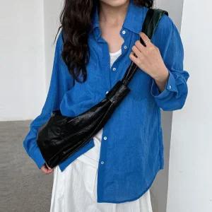 [하젤]비비드10컬러 아사면 시스루 롱셔츠_M4068