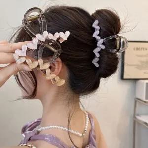투명 블링하트 9cm 집게핀 올림머리 짱짱한 집게핀 빅사이즈집게핀 여름머리핀 빅리본핀