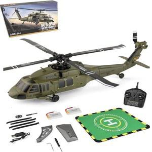 K170 UH60L RC 헬리콥터, 성인 초보자를 위한 원격 조종 2 4G 4CH 비행기 6축 자이로스코프 고도 호버링 군용 항공기 에일러론 배터리 2개