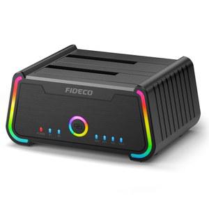 피데코 하드 드라이브 도킹 스테이션, 2.5인치 및 3.5인치 SATA HDD SSD용 USB 3.0 하드 드라이브 도킹 스테이션, RGB 조명이 있는 HDD 도킹 스테이션, 오프라인 클론 및 UASP 지원