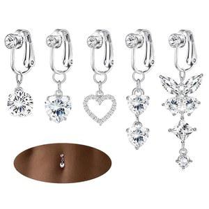 샤이니스타일 J4You 5PCS 골드 가짜 배꼽 피어싱 여성용 클립 배꼽링