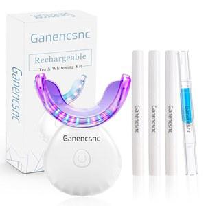 민감한 치아를 위한 Ganencsnc 미백 키트 32배 LED 조명, 미백 젤 펜 3개, 재광화 펜 1개 트레이 35% 과산화카바미드 미백기 무선