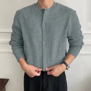 남성 간절기 라운드 가디건 베이직 니트 2컬러 봄가을 데일리 남자 가디건 아우터