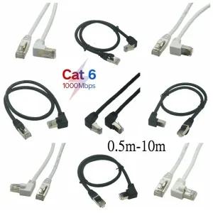 ㄱ자랜선 인터넷 케이블 10M 5M 1M 화이트 Cat6 이더넷 RJ45 네트워크 패치 90도 직각 Cat6a Lan 노트북 라