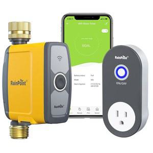 RAINPOINT WiFi 워터 타이머, 정원 호스용 스마트 호스 타이머, WiFi 관개 컨트롤러, 스마트 스프링클러 시스템 밸브, APP 및 음성 제어, 날씨 기반 자동 강우 지연, 황동 입구 및 출구