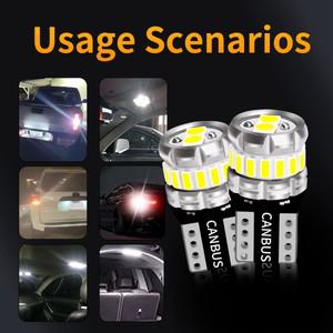 슈퍼 밝기 2Pcs T10 W5W WY5W 360도 3014 칩 LED 자동차 전구 12/24V 자동차/트럭/오토바이 무한 디코딩