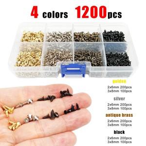 4색 1200피스 직경 2/3mm 보석 상자 와인 케이스에 대 한 미니 소형 소형 셀프 태핑 나무 나사 인형 집 경