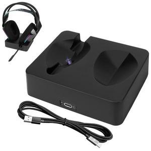 Logitech G733 Lightspeed 무선 게이밍 헤드셋용 Geekria 헤드폰 충전 스탠드 3D 프린트 수지 도크블랙