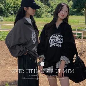 핫핑 탠버리 오버핏 카라 반집업 긴팔맨투맨
