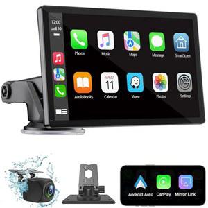 [미국배송] 7인치 HD 휴대용 카플레이용 무선 카플레이 화면(애플호환 CARPLAY 및 ANDROID AUTO) 미러 링크/백업 카메라/블루투스/GPS 내비게이션/AUX 모든 차량용)