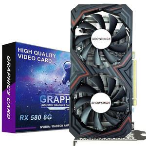 쇼킹스 라데온 RX 580 8GB 그래픽 카드, PC 게임용 256비트 2048SP GDDR5 AMD 비디오 DP HDMI DVI 출력, 사무실 및 듀얼 팬 포함 PCI Express 3.0