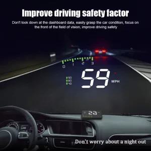 HUD A900 온보드 컴퓨터 자동차 속도계 앞 유리 프로젝터 35 인치 obd2 업 미터 수온 carplay