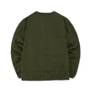 COLUMBIA UNIVERSITY FLAG COLLARLESS QUILTING FLEECE JACKET 다크카키