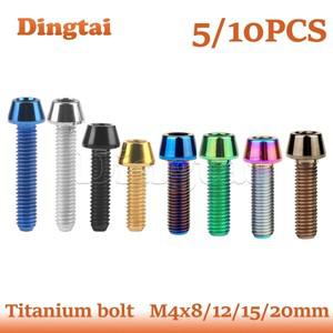 딩타이 티타늄 볼트 5/10개 M4x8/12/15/20mm 알렌 키 테이퍼 헤드 스크류 자전거 스템 시트포스트용