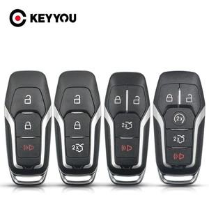 KEYYOU 2015 포드 F-150 익스플로러 에지 머스탱 퓨전 Fob 3/4/5 버튼 원격 스마트 자동차 키 쉘 케이스