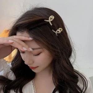 여자 예쁜 꼬임 진주 큐빅 포인트 미니집게핀 2종세트-WFGS3S6