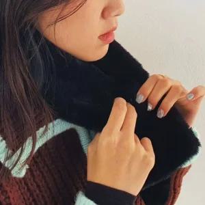 페이크퍼 목도리 미니 미니목도리 블랙 머플러 미니목도리 겨울목도리 페이크퍼목도리