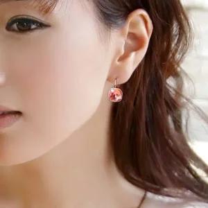오스트리아 크리스탈 쿠션컷 12mm 히야신스 귀걸이-WFFGP67