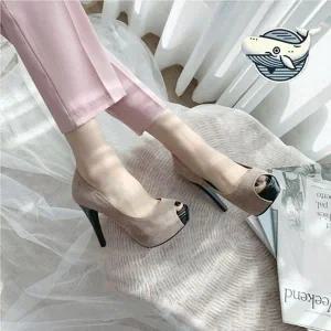 멋진 스웨이드 앞가보시 킬힐 패셔너블 하이힐-WFGV820