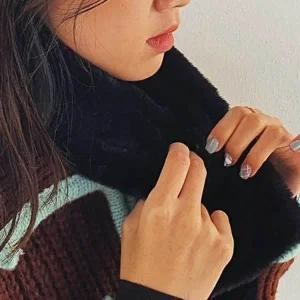 페이크퍼 미니 목도리 머플러 블랙 머플러 페이크퍼-WEE3624