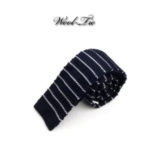젠틀안트 네이비 화이트물결무늬패턴 니트넥타이3-92-W326A52