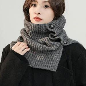 겨울 방한용 여성 버튼 케이프 스타일 넥워머 머플러-WFGLOLY