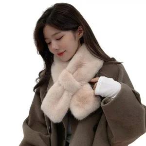 스노우 퍼 페이크 밍크 털 겨울 학생 목도리 머플러-WFGLML9