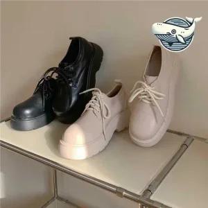 고급 미들 통굽 스트랩 플랫 워커 편안한 레이스업워커 워커부츠 플랫워커 가죽워커