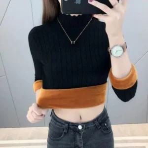 여성 여자 목폴라 터틀넥 융털 기모 목티 반목 티셔츠 (WFK2BOH)