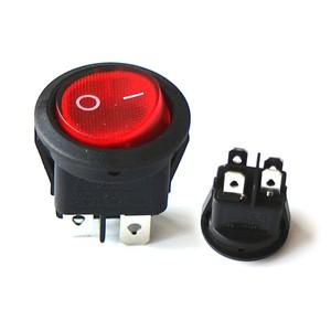 KCD1 원형 로커 스위치 스퀘어 베이스 4 핀 AC 250V 6A 10A 블랙 레드 컬러 ONOFF 피트 전원 20mm
