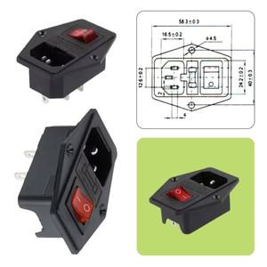 3핀 IEC C13 C14 퓨즈 인렛 소켓 10A 250V 로커 전원 스위치 전자 장비용