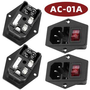 4핀 빨간색 램프 버튼 전원 스위치 250V 10A 퓨즈 로커 AC 소켓 패널 마운트 커넥터 AC-01A