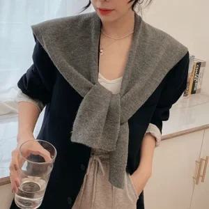 레이어드 가디건 무지 니트 어깨숄 10color DK-0163 (WFK2LVR)