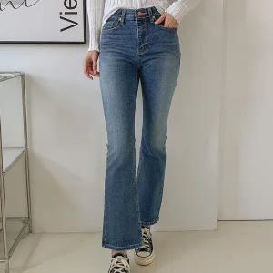 여자 나팔 속밴딩 슬림 FW 워싱 스판데님 청바지_4