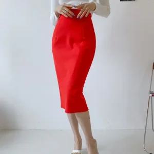여자 하이웨스트 스판 H라인 롱스커트 핏이 예쁜 치마 모임룩 하객룩 오피스룩 정장치마
