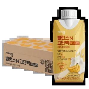 [공식] 케어웰 밸런스N 고단백 바나나맛 200ml 18팩 식사대용 균형 영양식 환자 노인 고단백 영양보충음료