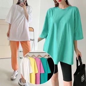 [하프클럽/]365일 코튼 박스티 5color / 롱 반팔 7부 레이어드 티셔츠 / 코튼 100