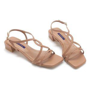 [갤러리아] 세라 여성 양가죽 스퀘어 스트랩 샌들 TJS22420 카멜 3CM