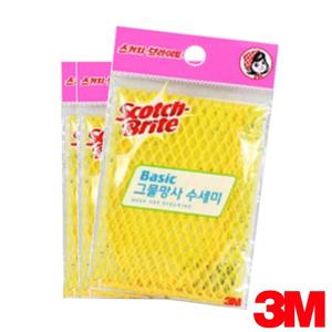 그물망 수세미 망사 수세미 노랑 설거지 주방 1매입