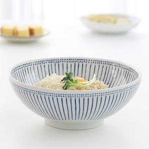 라면 덮밥 소면기 일본 도자기 블루레인 와이드 면기 우동기