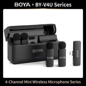 BOYA BY-V4U 무선 라발리에 라펠 마이크 안드로이드 C타입 휴대폰 PC 유튜브 비디오 녹화 브이로그 라이브