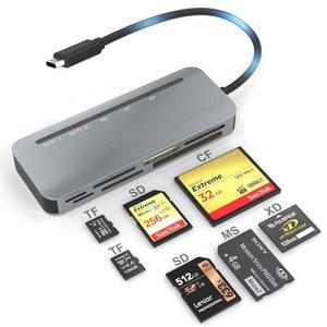 USB C 멀티 카드 리더, XD /MS /SD /TF /CF Type-C 5Gps 고속 7-in-1 XD 픽처 어댑터 SDXC TF 마이크로 SD CF MS MMC 카드, 소니 메모리 스틱 프로 듀오 동시 읽기 5장