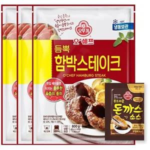 [T]오뚜기 오쉐프 듬뿍 함박스테이크 (돼지고기 72.8) 800g x 3(총30개)+(증정)소스 10개