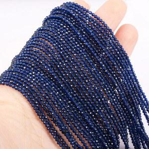 주얼리 제작용 천연석 비즈 작은 섹션 합성 사파이어 비즈 DIY 팔찌 목걸이 길이 2mm 3 mm