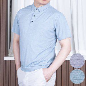여름 중년 남성 자연결 쿨링 카라 신사 반팔 티셔츠