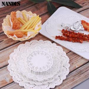 150Pcs 주방 튀김 음식 특별 꽃 바닥 종이 기름 흡수 베이킹 케이크 피자 스낵 라운드 가정용 레이스 패드