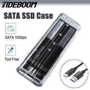 M.2 NGFF SATA SSD 인클로저 USB3.1 Gen 1 10Gbps 유형 C 2230/2242/2260/2280 도구 용 투명 외부 어댑터