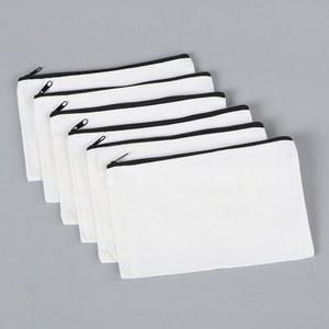 10/20 개/몫 학교 학생을위한 흰색 캔버스 지퍼 보관 가방 21x13cm DIY 블랙 공예 지 플락 코튼 파우치