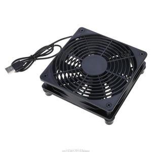 라우터 모뎀 DVR 박스 및 PC 노트북 용 고무 피트가있는 높은 공기 흐름 120mm USB 냉각 팬 xx9a